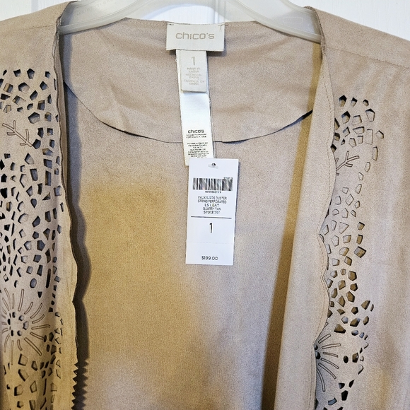 Chico's Faux-Suede Perforated Duster Jacket NWT - Picture 7 of 8